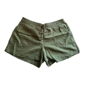 J Crew Women's Olive Green Drawstring Linen Shorts in Size M